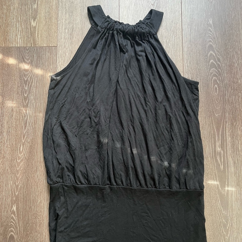 Express Black Gathered Neckline Top